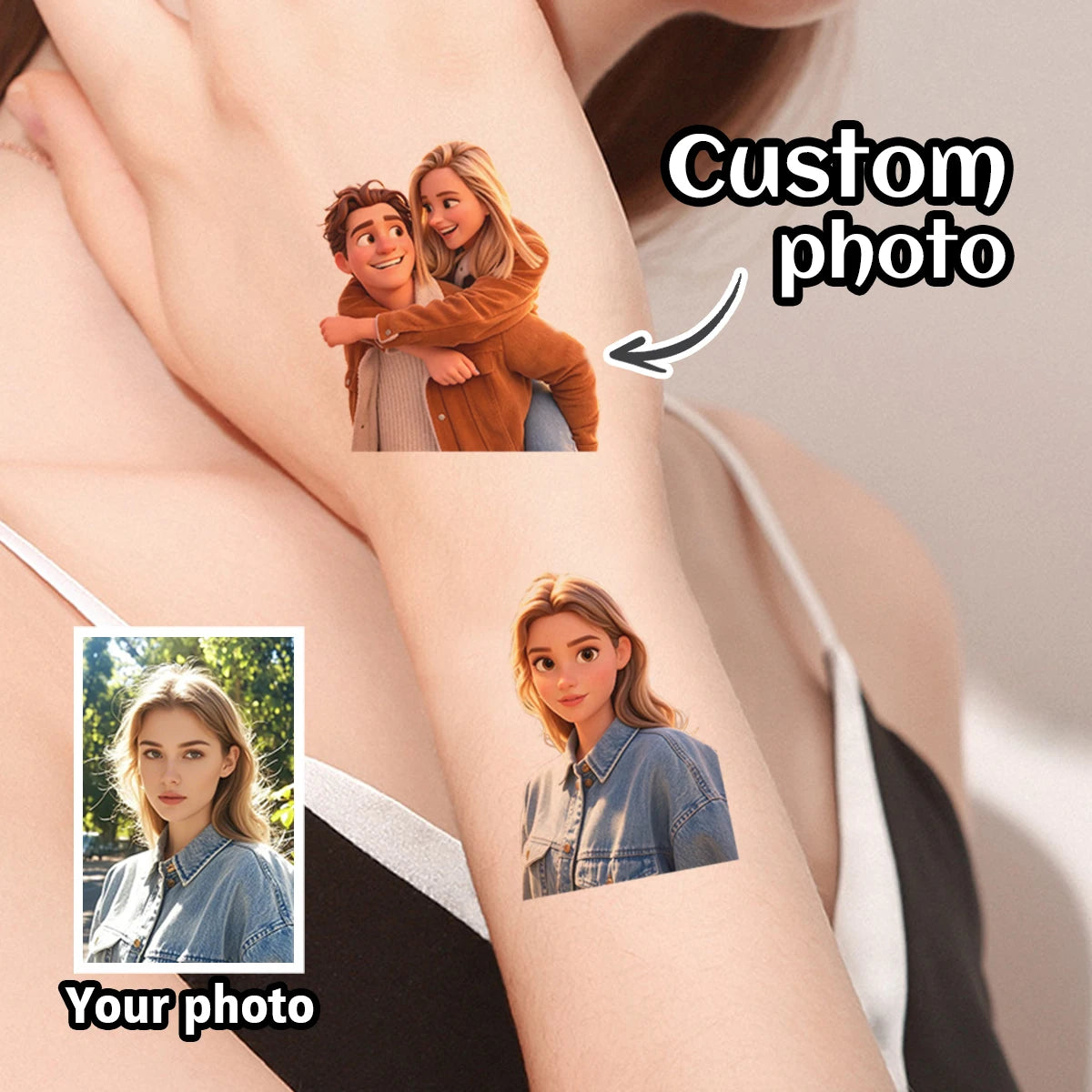 קעקועים זמניים בהתאמה אישית מתמונה
