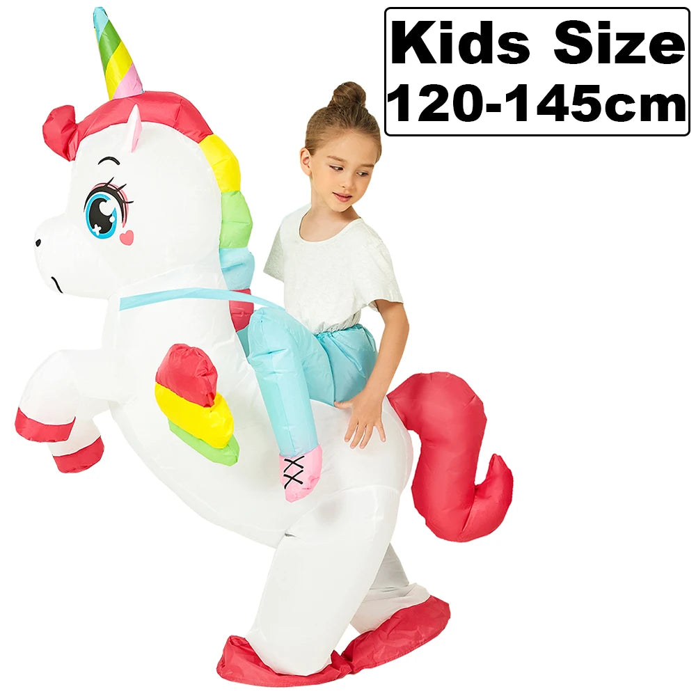 תחפושת חד-קרן מתנפחת צבעונית לילדים ומבוגרים, בגד אנימה למסיבות ליל כל הקדושים, קרנבלים וקוספליי לגברים ונשים