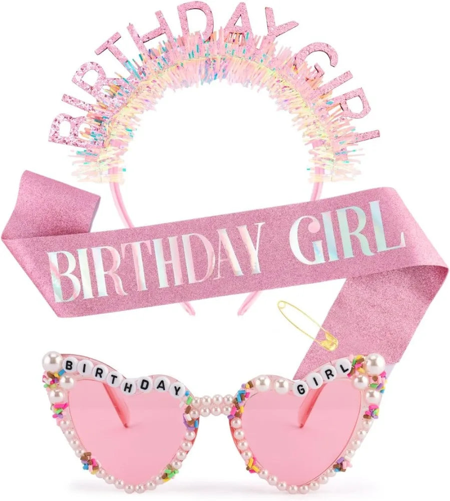 סט Birthday Girl – קשת נוצצת, סרט ומשקפיים