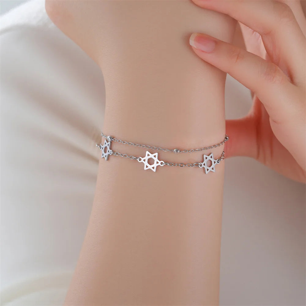 צמיד מגן דוד מינימליסטי מנירוסטה