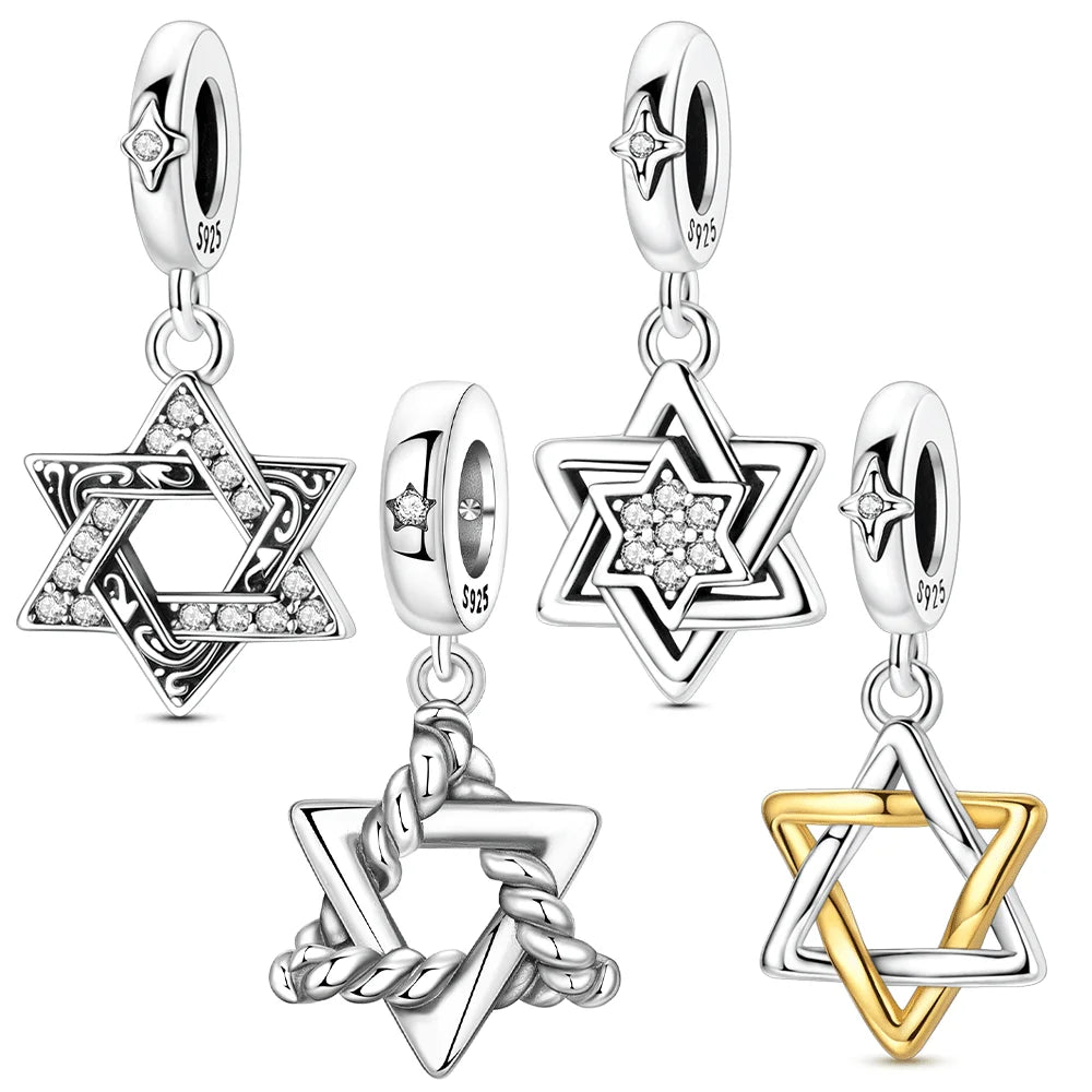 חרוז תליון מגן דוד מכסף 925 לצמיד
