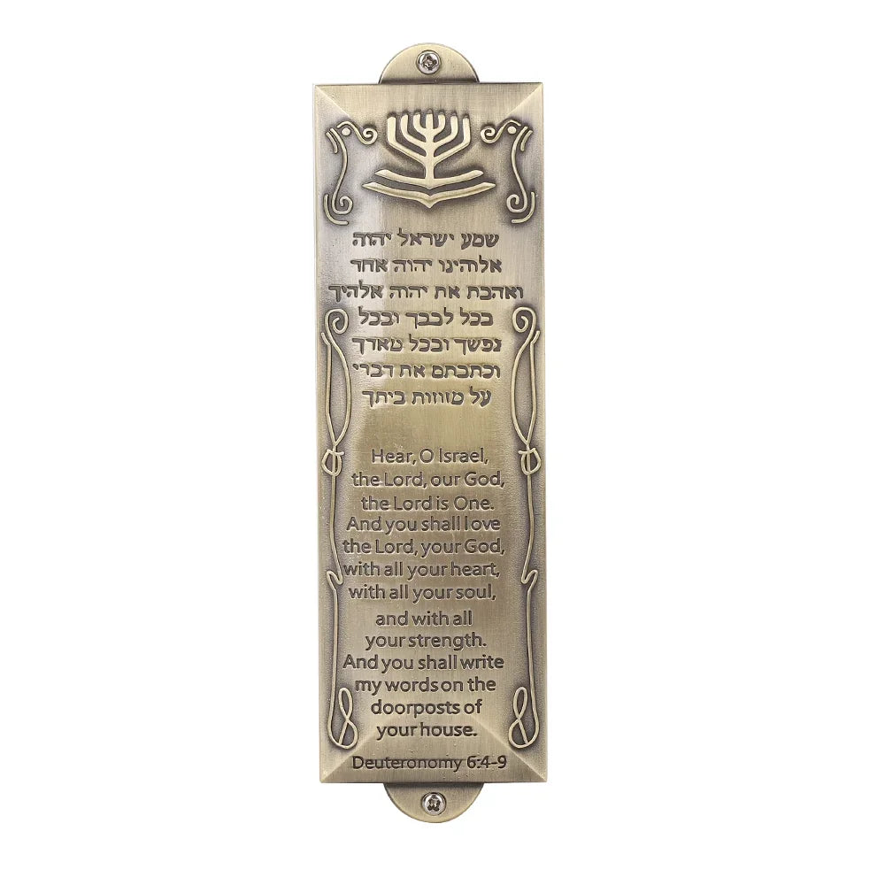 מארז מזוזה BRTAGG, כתבי קודש באנגלית ספרדית עברית, ברונזה, מתנה יהודית ישראלית
