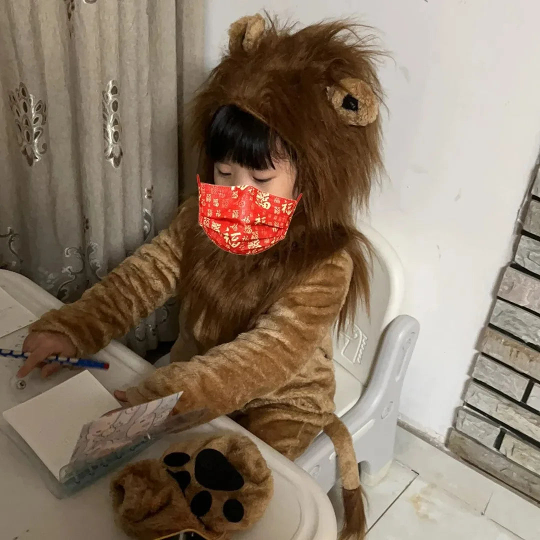 תחפושת אריה לילדים ובני נוער, תלבושת חיה למסיבת יום הולדת, ליל כל הקדושים, קוספליי, אוברול למשחקי תפקידים