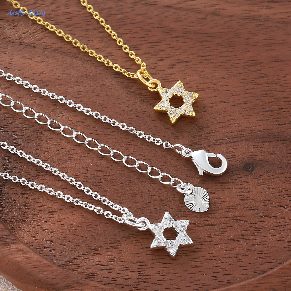שרשרת מגן דוד משובצת זירקון בציפוי זהב