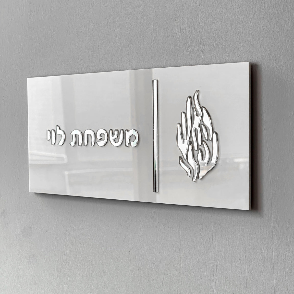 שלט כניסה יוקרתי מודרני בעיצוב אישי בעברית, שלטי דירה לשם משפחה, מספרי בתים חיצוניים, שלט אקריליק לשם משפחה, מתנה לבית