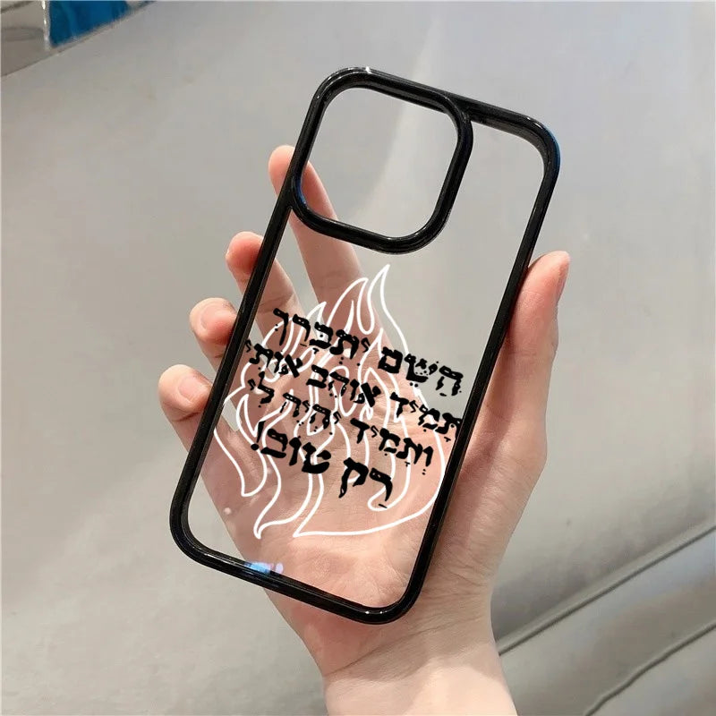 כיסוי שקוף לאייפון עם להבות שחורות